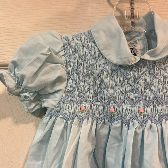 🐰 A Little Angel Vintage Smocked Hand Embroidered Baby Dress size 9m - Picture 2 of 7